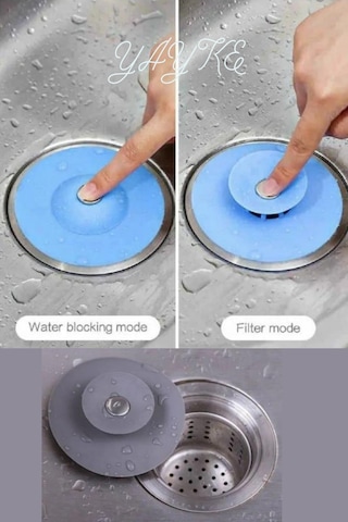 Yayke 3lü Silikon Süzgeç Lavabo Banyo Tıkacı Evye Küvet Gider