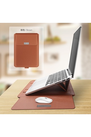 Neevoyu 13/14 İnç Huawei Matebook Ve İçin Su Geçirmez Ergonomik Dizüstü Bilgisayar Stantlı Çantası - Devecik Rengi Çok Renkli