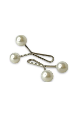 Eşarp Şal Klipsi Beyaz İnci Model 1 Adet Klips - Kadın Tesettür Aksesuar Beyaz