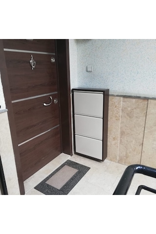 Kaser Marka 3 Lü Dikey Metal Ayakkabılık Beyaz