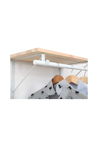 Depolife Elbise Askılık Duvar Monteli Raflı Portmanto Beyaz Renk Dayanıklı