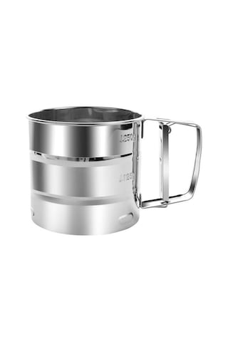 Pişirme Un Elek Çift Katmanlı İnce Örgü Pudra Şekeri Çalkalayıcı Duster El Paslanmaz Çelik Elek Pişirme Kek Un Elek Aracı Mutfak Malzemeleri Gümüş