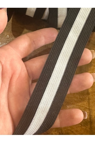 Siyah Beyaz Çizgili Şerit En 3 Cm Dikiş Giyim Aksesuarı 1 Metre