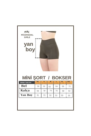 Missmaral Kadın Haki Yüksek Bel Toparlayıcı İç Göstermeyen Boxer Şort Deniz, Havuz & Günlük Kullanım İçin Haki