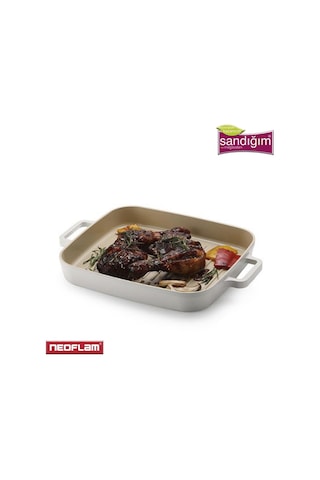 Neoflam Fika Alüminyum Döküm Dikdörtgen Izgara Grill Tava 28 CM M