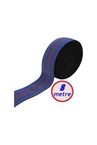 Kaliteli Elastik Kolon - Üç Çizği Mavi 5cm Eninde 8-12-24-48-72 Metre Esnetilmeden Kesilir Mavi 08 Metre