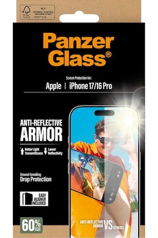 Panzerglass Apple Uyumlu iPhone Anti reflective Armor 17 16 Pro Çerçeve Aparatlı Ekran Koruyucu