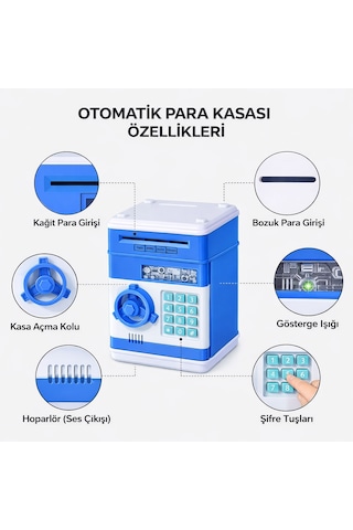 Şifreli Otomatik Para Kasası Çocuklar İçin Sesli Ve Işıklı Tasarruf Kumbarası