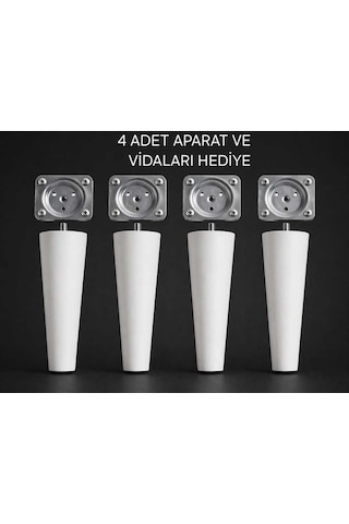 Turkıshrug Kıngdom 4'lü Ahşap Konik Ayak 20 Cmgürgen Koltuk Ayağı Baza Ayağı Tv Ünitesi Ayağı Mobilya Ayağı Koltuk Ayağı Beyaz