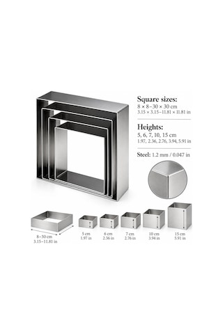 Fida Pasta Çemberi Kare Argon 1,2mm Yükseklik 6 Cm - 10 Adet 30x30 Cm Inox