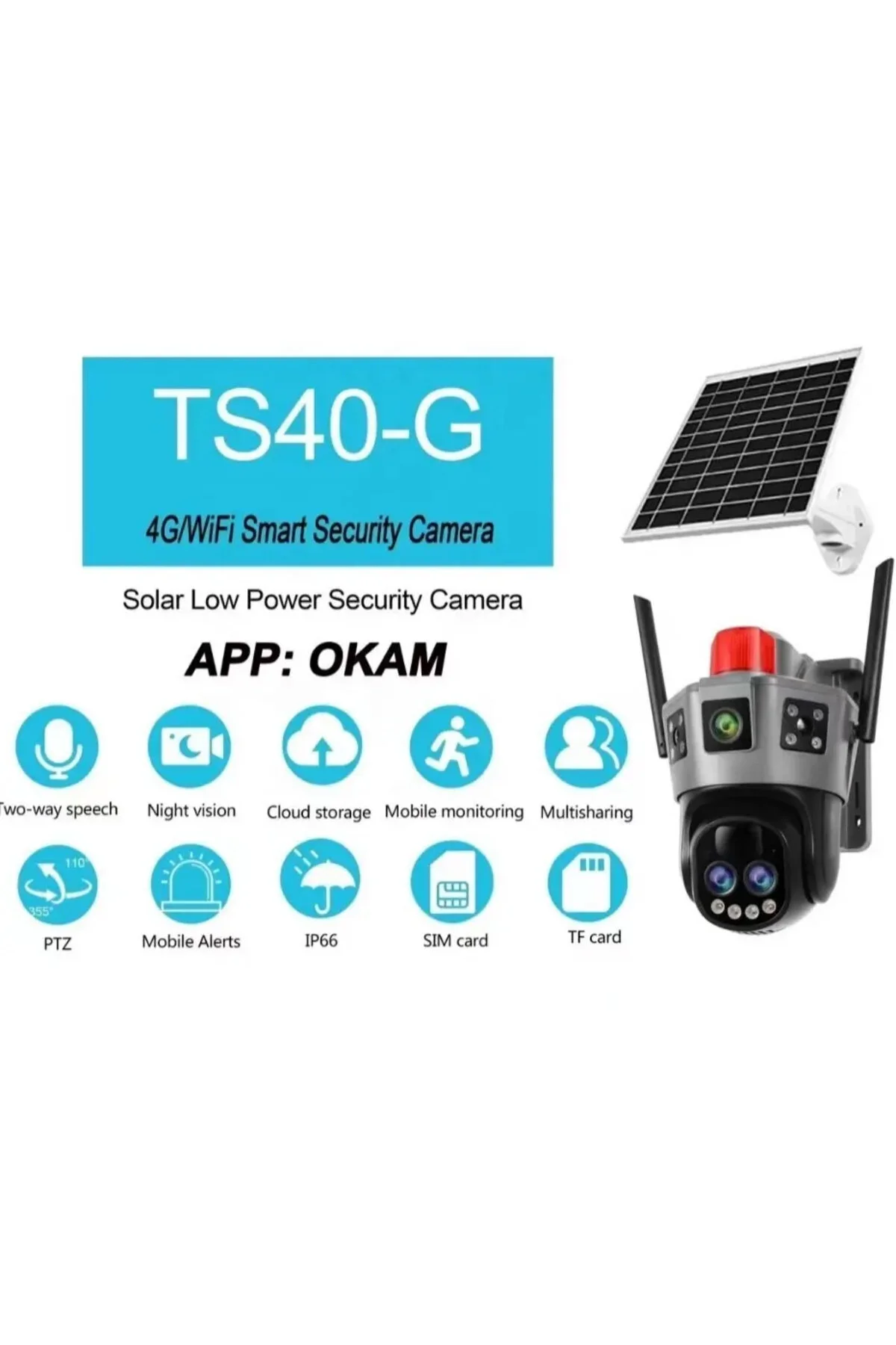 Full Hd 8mp 12.000 Mah Solar Panelli 10x Dijital Zoom'lu Sim Kart İle Çalışan Güvenlik Kamerası