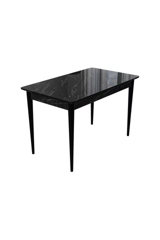 Lois Serisi Siyah Mermer Desen 72x112 Mdf Ahşap Ayaklı Kaliteli Sabit Yemek Masası