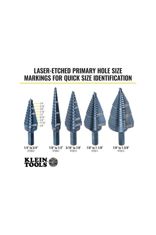 Klein Tools Ktsb03 Kademeli Matkap Ucu - Yüksek Hız Çeliği - 2 Ol