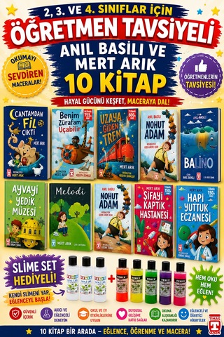 Mert Arık Ve Anıl Basılı 2,3. Ve 4.sınıflar İçin Öğretmen Tavsiyeli 10 Kitap Slime Set Hediyeli