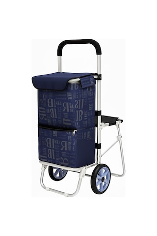 Morponi Katlanabilir Oturaklı Alüminyum Gövdeli Pazar Arabası Sessiz Tekerlek, Fermuarlı Çanta