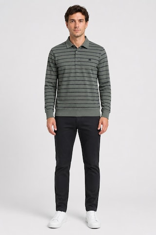 Alexandergardi Çizgili Polo Yaka Sweatshirt Haki