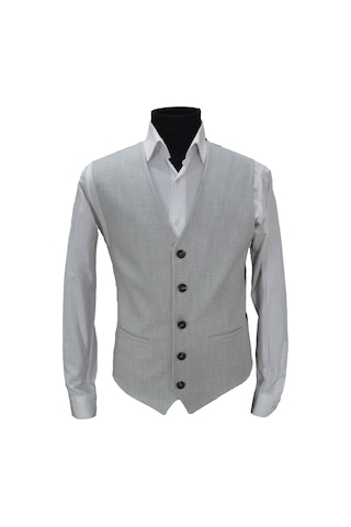 Mentor Regalo Erkek Yelek V Yaka Açık Gri Balık Sırtı 50434