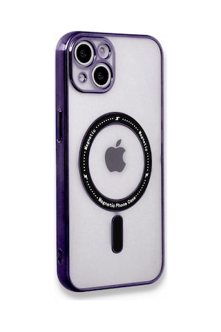 İphone 14 Kılıf Magsafe Özellikli Gold Seri Lazer Silikon Kapak