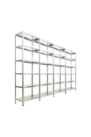 Çelikrafburada 6 Katlı 4 Lü Bitişik Çelik Galvaniz Arşiv Rafı Depo Rafı Kiler Rafı 31x60x200 Dx51 Kalite Gümüş