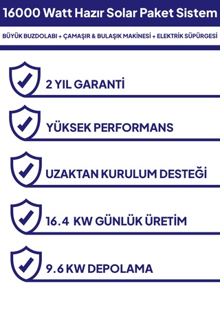 16 Kw 16000 Watt Güneş Enerjisi Hazır Solar Paket Sistem Half Cut Güneş Panelli