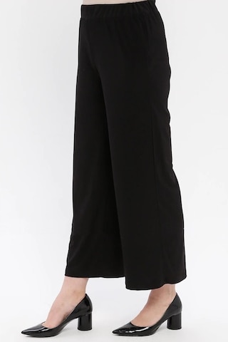 Ladies First Büyük Beden 3645 Siyah Pantolon Krep Bol Paça