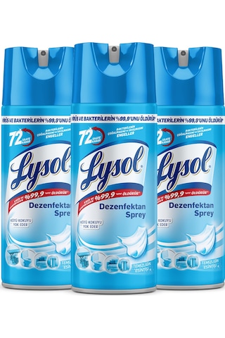 Lysol Pratik Yüzey Temizleyici, Koku Giderici, Dezenfektan Sprey Temizliği Esintisi 3 x 400 ML