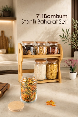 Bambum Bench Plus Standlı Saklama Set 7p Ahşap