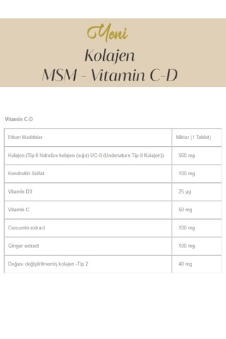 Provega Collagen Gold Kolajen MSM Vitamin C ve D Vitamin 2 x 30 Kapsül
