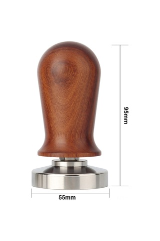 Moveevo Paslanmaz Çelik Kahve Presi - Ahşap Saplı 53mm Profesyonel Espresso Ekipmanı Kahverengi