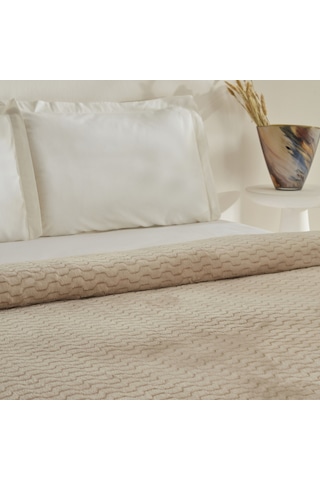 Raunda Tek Kişilik Wellsoft Battaniye Ekru Beyaz