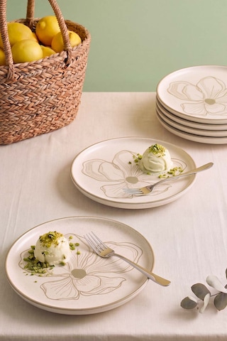 Taupe Bloom Nordic 6'lı Pasta & Sunum Tabağı 22 Cm Çok Renkli