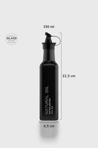 Renga Urla Yazı Desenli 250 Ml Cam Yağlık 152072 Mat Siyah Siyah