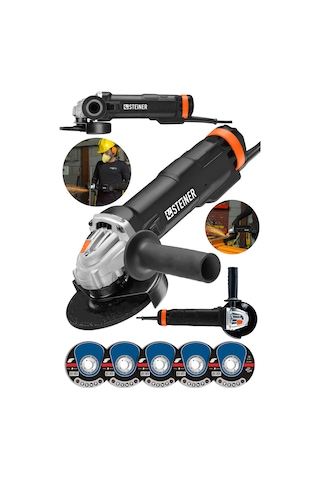 Steiner 4200 Watt Metal Şanzuman Avuç İçi Taşlama Siyah + 5 Disk