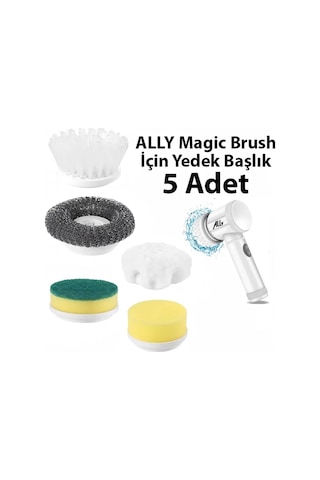 Ally Magic Brush Şarjlı Temizleme Fırçası İçin 5 Adet Yedek Başlık- 5775 Beyaz