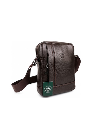 Alphaclub Bag Erkek Kahverengi Hakiki Deri Postacı El Ve Omuz Çantası Orta Boy