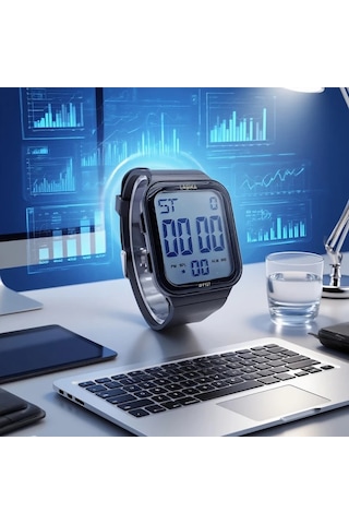 Willowhaven Siyah Spor Saati Gençler İçin Su Geçirmez Dijital Alarmlı Kol Saati Siyah