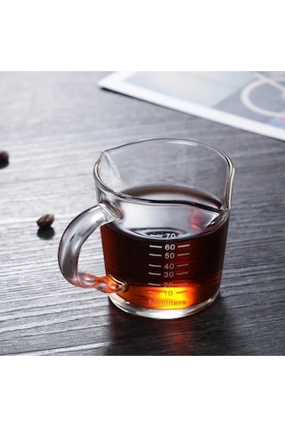Küçük Süt Bardağı Isıya Dayanıklı Cam Ölçüm Fincan Kahve Çift Ağızlı Ons Bardak 70 Ml Ölçekli