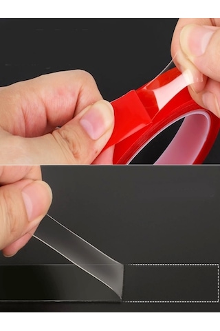 Çift Taraflı Silikonlu Bant 20mmx33m Şeffaf Kırmızı Silikon Vhb