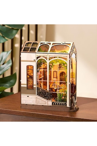 Rolife Tgb15 Holiday Cafe Kitap Köşesi Book Nook Dıy Minyatür Maket Model Seti Mini Dollhouse 3d Model Kit Detaylı Dekoratif Hobi Seti 3d Puzzle Tiny House