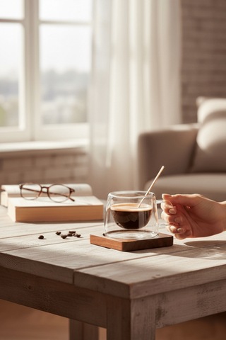 120 Ml Çift Cidarlı Cam Kahve Espresso Bardağı Mıt1282 Şeffaf