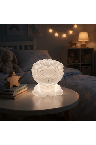 Fibrika Store Lionbuddy: Dekoratif Aslan Figür Gece Lambası Beyaz