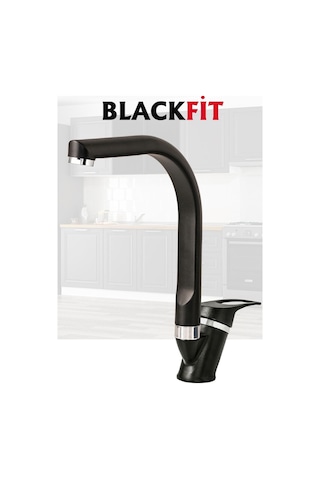 Siyah Mix Mutfak Bataryası Filtreli Mutfak Musluğu Eviye Bataryası Çift Su Girişli Siyah