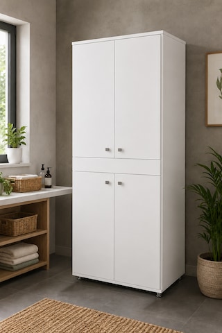Renazzo Mdf Çamaşır Ve Kurutma Makinesi Dolabı Beyaz 187x70x70 Cm