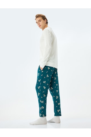 Koton Yılbaşı Temalı Ayıcık Desenli Bol Kalıp Örme Pijama Takımı Yeşil Desenli 5wlm40022mk Yeşil