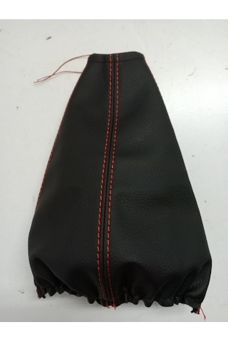 Seat Leon Mk2 2005-2012 Uyumlu Vites Körüğü Siyah Suni Deri Kırmızı Dikişli Topuz Ve Çerçeve Hariçtir.