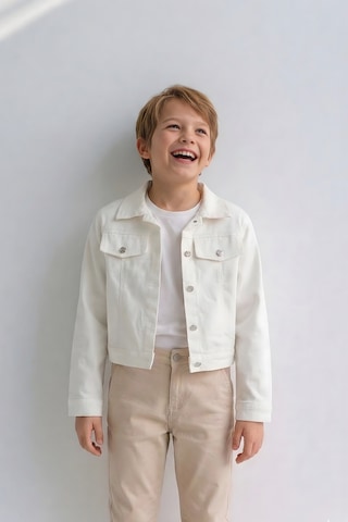 Esila Kids Erkek Çocuk Gabardin Ceket Yazlık İnce Ceket Beyaz