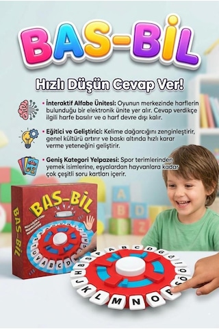 Bas-bil Hızlı Düşün Cevap Ver İnteraktif Pilli Soru Kartlı Eğitici Ve Eğlenceli Aile Kutu Oyunu