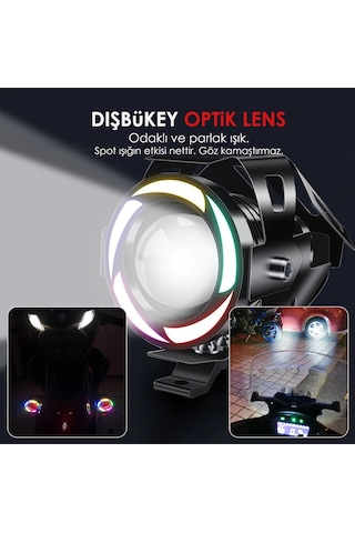 Beyaz Rgb Angel Kırmızı Şeytan Göz Çakarlı 20w Motorsiklet Sis Fa