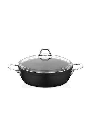 Amboss Dark 1332 Basık Tencere Cam Kapaklı 28 CM