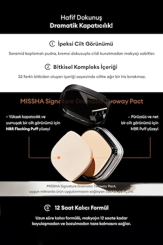 Islak Ve Kuru Kullanıma Uygun Mineral Pudra Signature Dramatic Twoway Pact No.21 Vanilla Spf 25/pa++ 21